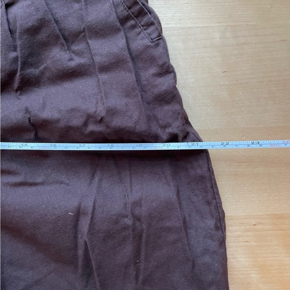 Chocolate Brown Vintage Linen Blend Pants with Adjustable Waist - Picture 9 of 9